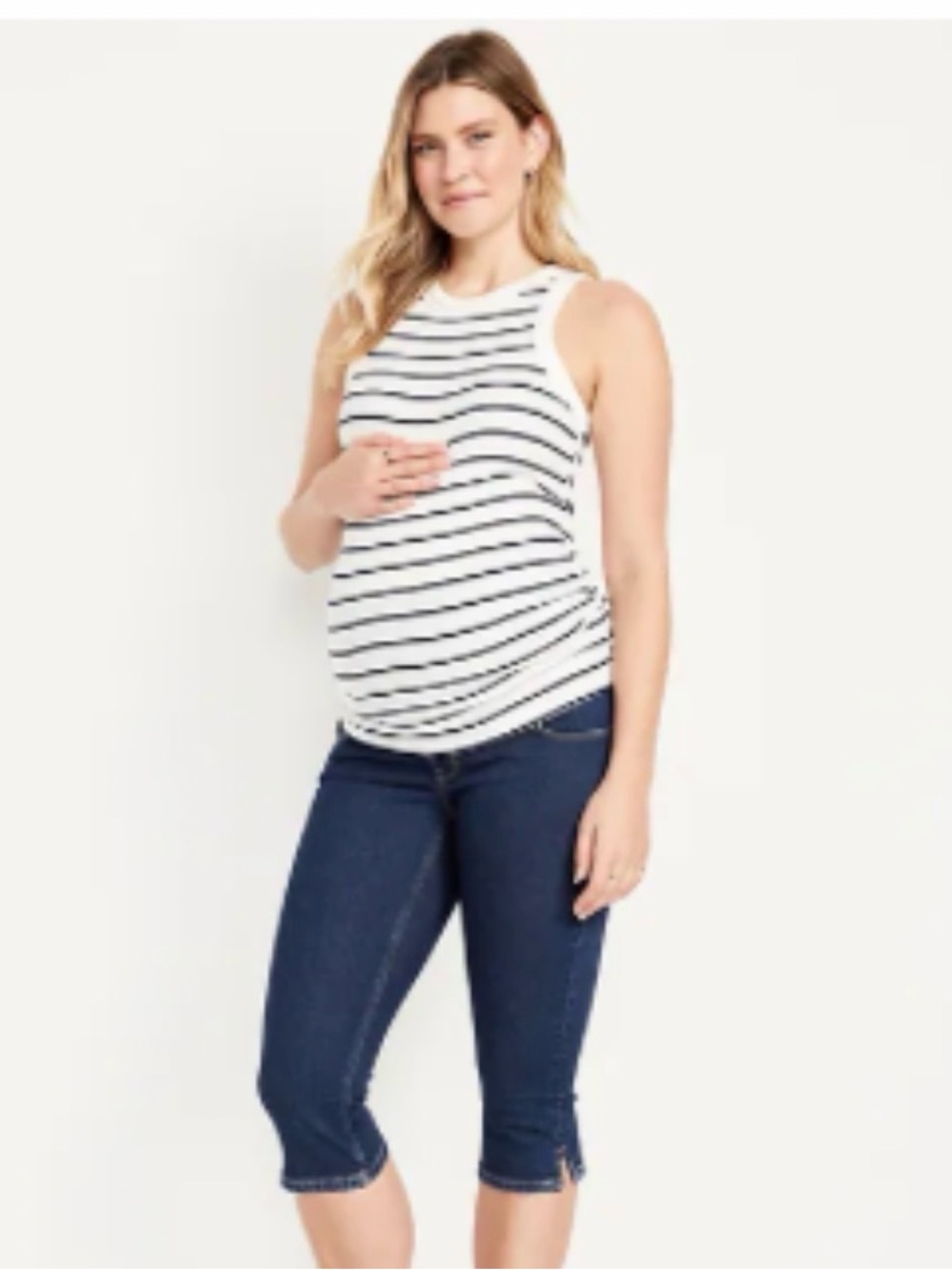 Old Navy Dark Blue Denim Maternity Crop Jeans with Navy Overband NEW MATERNITY